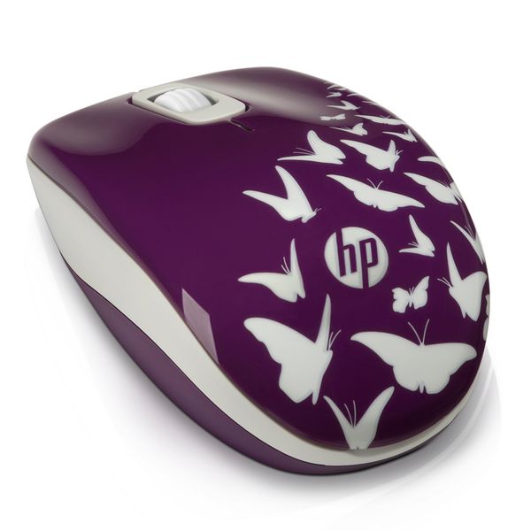 Mouse Wireless Óptico Led 1200 Dpis Z3600 Butterfly Roxo F7m62aa Hp